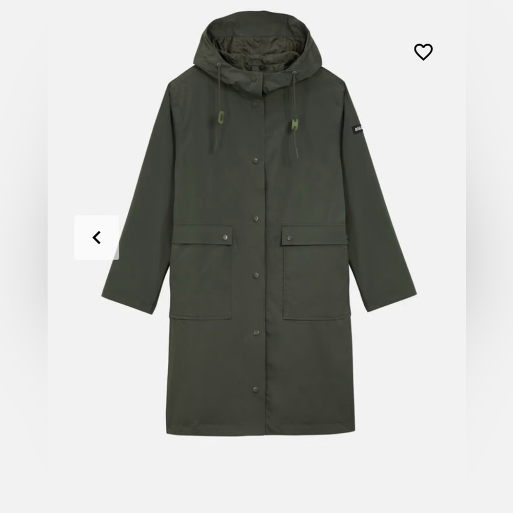 New WO tag - Aigle Hooded MTD long raincoat - sz M, green/avocat